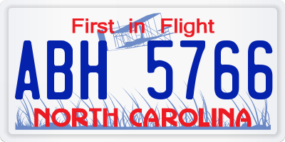 NC license plate ABH5766