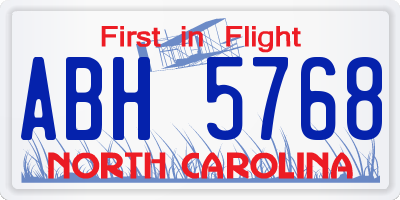 NC license plate ABH5768