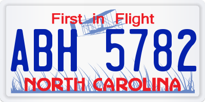 NC license plate ABH5782