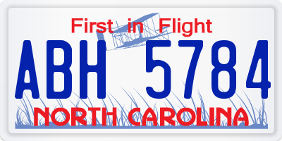 NC license plate ABH5784