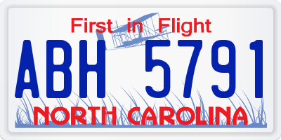NC license plate ABH5791