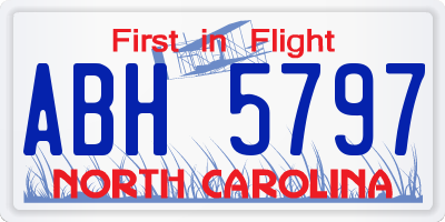 NC license plate ABH5797