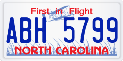 NC license plate ABH5799