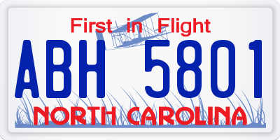 NC license plate ABH5801