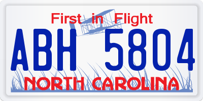 NC license plate ABH5804