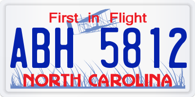 NC license plate ABH5812