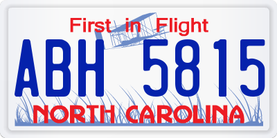 NC license plate ABH5815