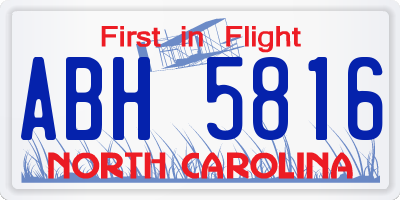 NC license plate ABH5816
