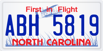 NC license plate ABH5819