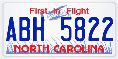 NC license plate ABH5822