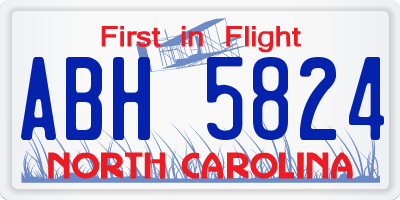 NC license plate ABH5824