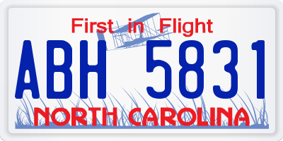 NC license plate ABH5831