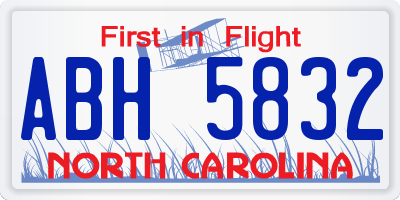 NC license plate ABH5832
