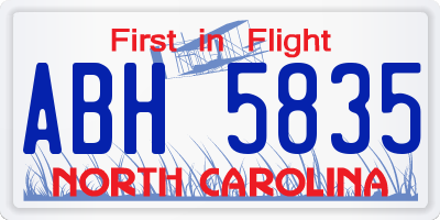 NC license plate ABH5835