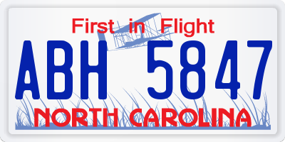 NC license plate ABH5847