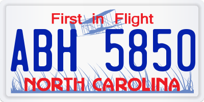NC license plate ABH5850