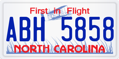 NC license plate ABH5858