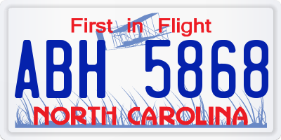 NC license plate ABH5868