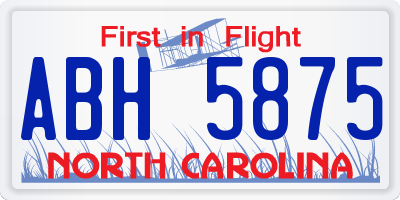 NC license plate ABH5875