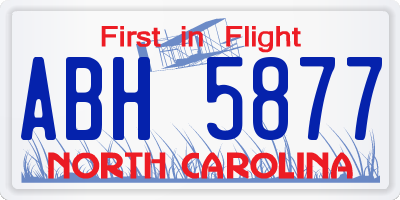 NC license plate ABH5877