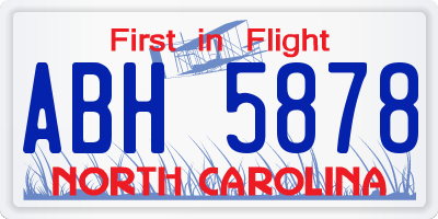 NC license plate ABH5878