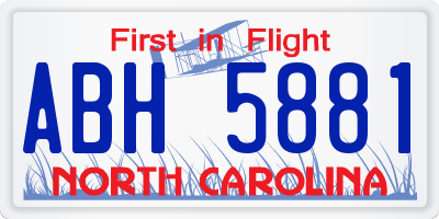 NC license plate ABH5881