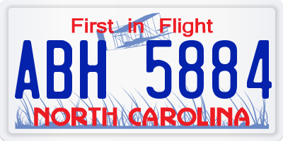 NC license plate ABH5884