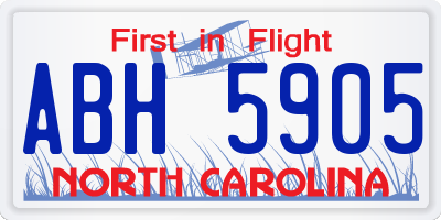 NC license plate ABH5905