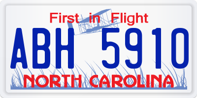 NC license plate ABH5910