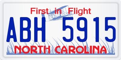 NC license plate ABH5915