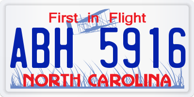 NC license plate ABH5916