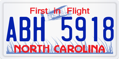 NC license plate ABH5918