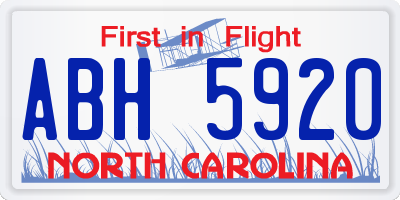 NC license plate ABH5920