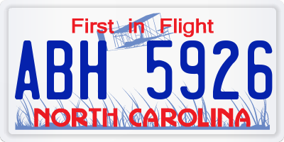 NC license plate ABH5926