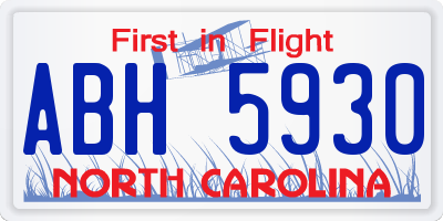NC license plate ABH5930