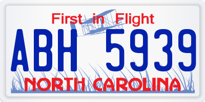 NC license plate ABH5939
