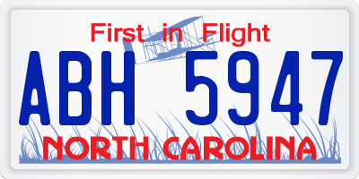 NC license plate ABH5947