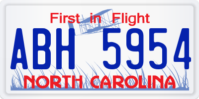 NC license plate ABH5954