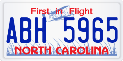 NC license plate ABH5965
