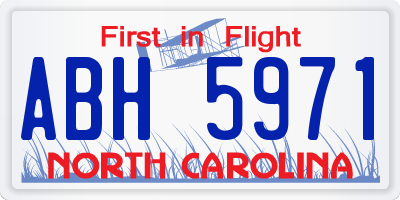 NC license plate ABH5971