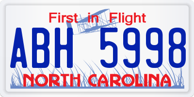 NC license plate ABH5998