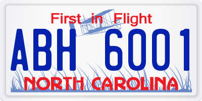 NC license plate ABH6001