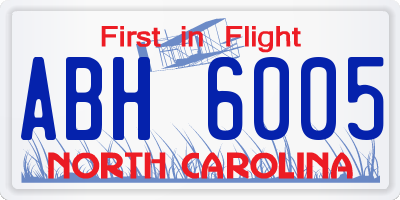 NC license plate ABH6005