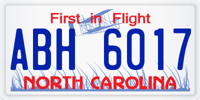 NC license plate ABH6017