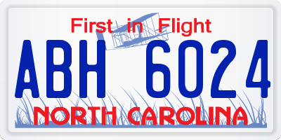 NC license plate ABH6024
