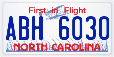 NC license plate ABH6030