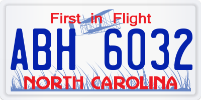 NC license plate ABH6032