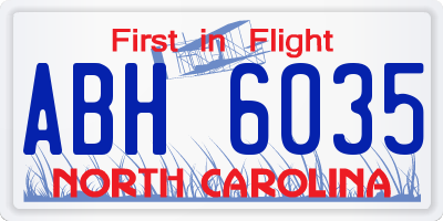 NC license plate ABH6035