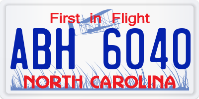 NC license plate ABH6040