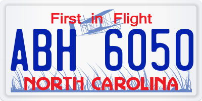 NC license plate ABH6050
